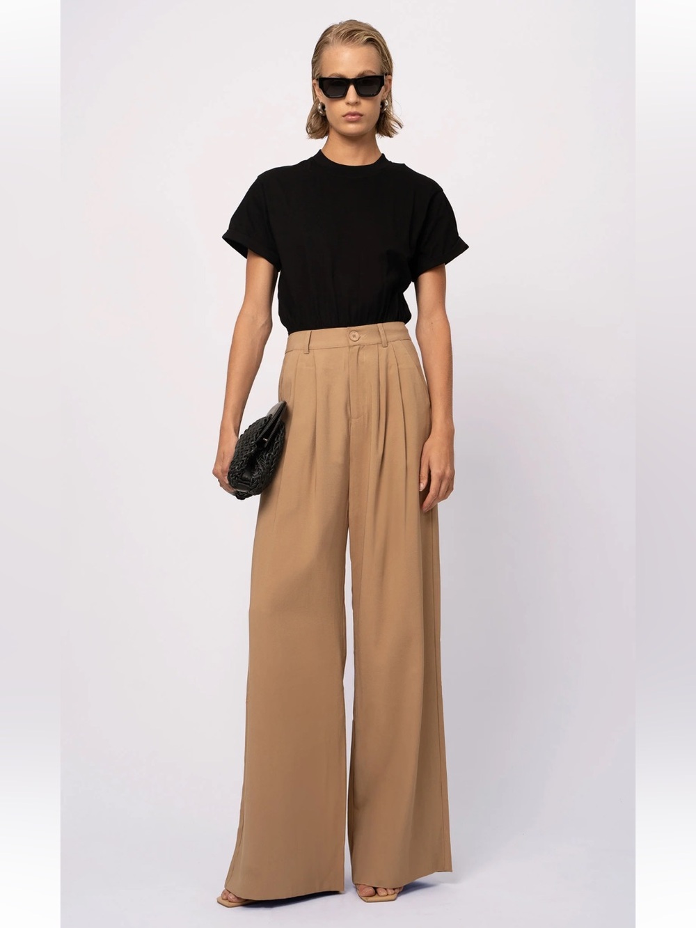 Nonchalant Fabi Wide Leg Trouser Pant in Tan Size S Chic Preppy Academia 90s